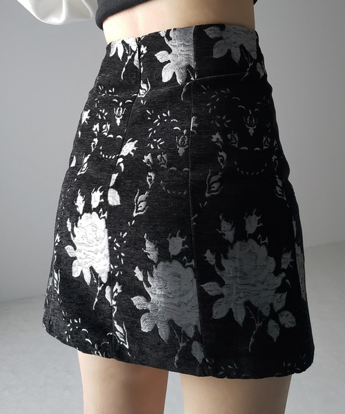 スカート 「 インパン裏地付 」バラジャガードバレエコアミニスカート ／ rose jacquard ballet core mini skirt | me+em select | 16