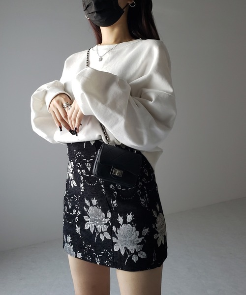 スカート 「 インパン裏地付 」バラジャガードバレエコアミニスカート ／ rose jacquard ballet core mini skirt | me+em select | 08