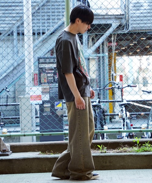 tシャツ 「unisex」ダメージ加工 ガールプリント ピグメントTシャツ