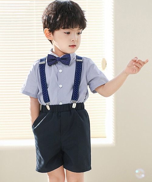 DAY CLOSET セットアップ キッズスーツ 星柄サスペンダー+半袖シャツ+