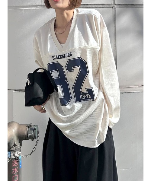Ungrid（アングリッド） tシャツ メッシュコンビナンバリングロング