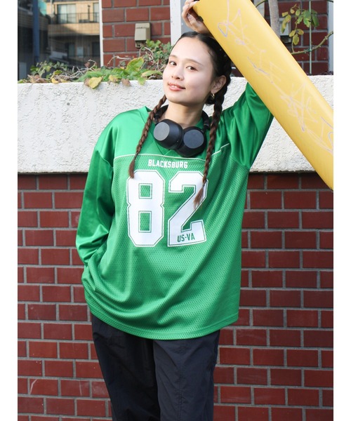 Ungrid tシャツ メッシュコンビナンバリングロングスリーブTee