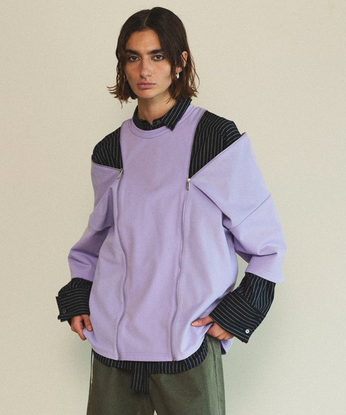 tシャツ Shoulder Zip Design T-shirt/ショルダージップＴシャツ「MAISON SPECIAL/メゾンスペシャル」 レディー MAISON SPECIAL tシャツ Shoulder Zip Design T-shirt