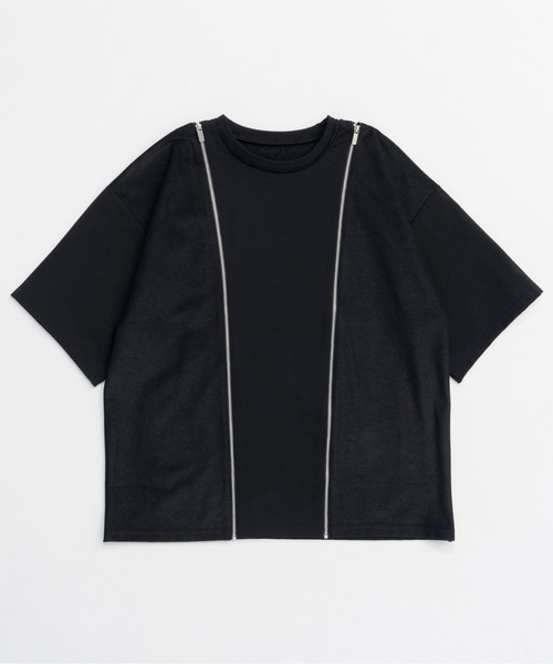 tシャツ Shoulder Zip Design T-shirt/ショルダージップＴシャツ「MAISON SPECIAL/メゾンスペシャル」 レディー MAISON SPECIAL tシャツ Shoulder Zip Design T-shirt