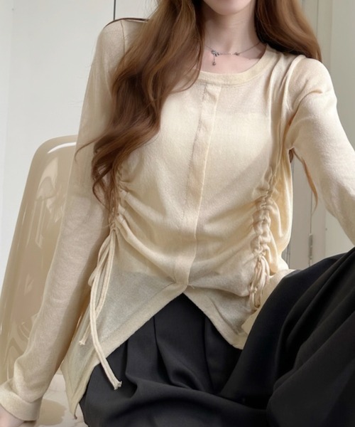 Ada. tシャツ 「春のレイヤードに最適」フロントスリット ドロスト