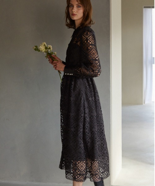 ERADIE ボーダーケミカルシャツワンピース ERADIE ボーダーケミカルシャツワンピース