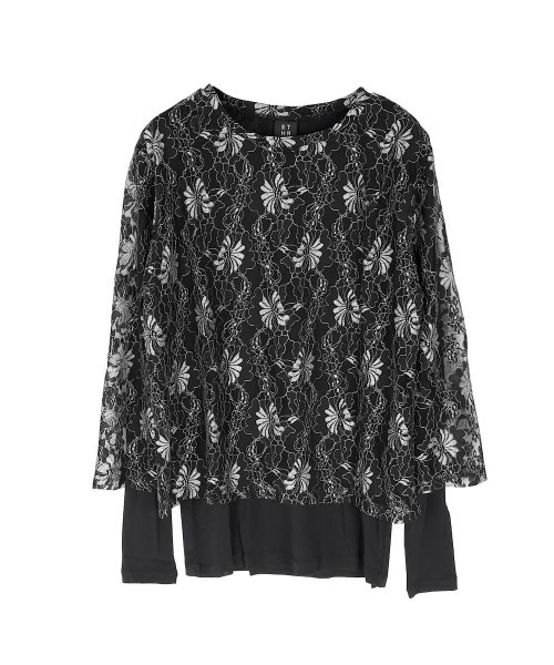 トップス LACE DOCKING TEE yilon tシャツ GLITTER LACE DOCKING TOPS レディース : ZOZOTOWN