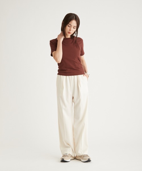 emmi パンツ 「10th」emmiロゴジャガードゴムタックパンツ レディース