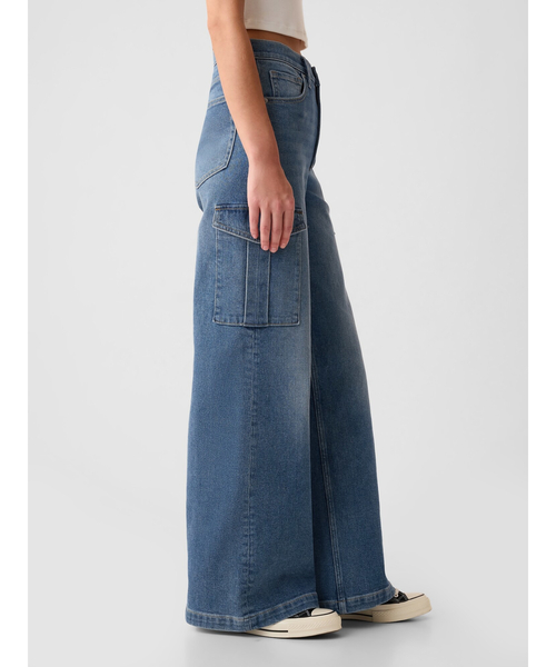 【ウォニョン着用】 JEANS ハイライズワイドカーゴジーンズ GAP ジーンズ デニム デニムパンツ ハイライズ ストライド