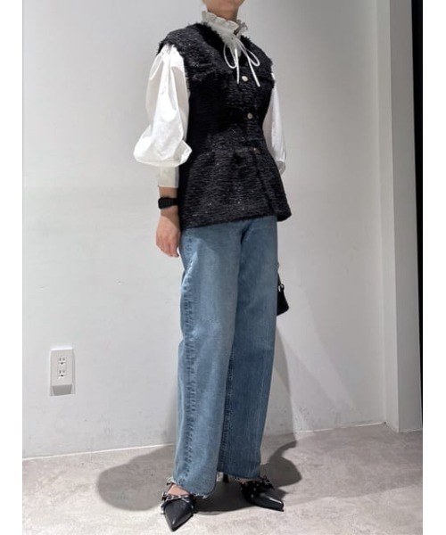 crie conforto ブラウス シャツ フリルスタンドカラーブラウス 秋服