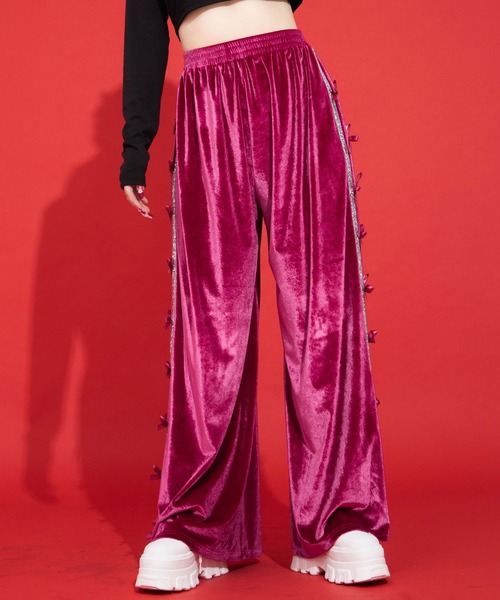 Diable baiser（ディアブルベーゼ） パンツ ビジューラインベロア