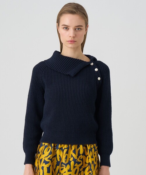 ANAYI（アナイ） ニット セーター アシメカラーラグラン プルオーバー