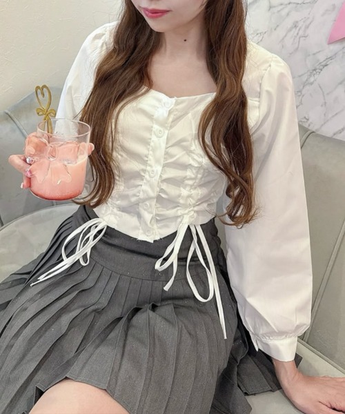 BLAMINK ブラミンク ギンガムチェック クルーネック ブラウス Mejoul ブラウス シャツ 「大好評につき新色追加！お気に入り数1.1万人