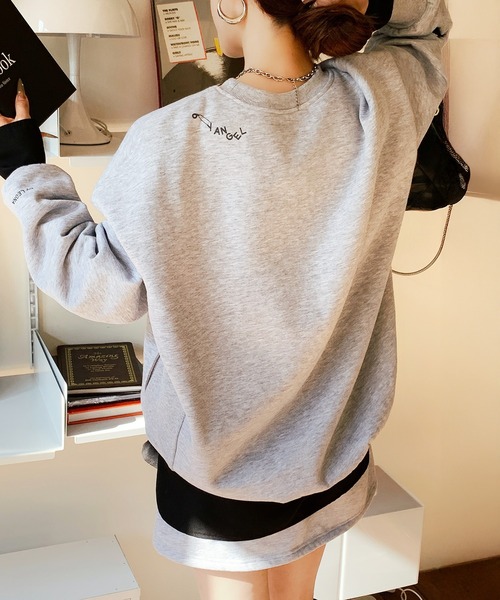 tシャツ ラウンドヘムシャツレイヤード裏起毛インナー レディース