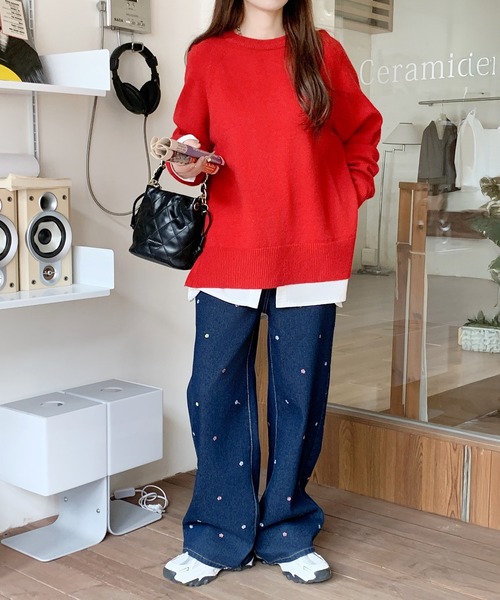 tシャツ ラウンドヘムシャツレイヤード裏起毛インナー レディース