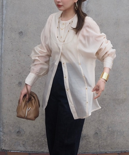 ブラウス シャツ 2way no collar yoke shirt /2way ノーカラー ヨーク シャツ レディース