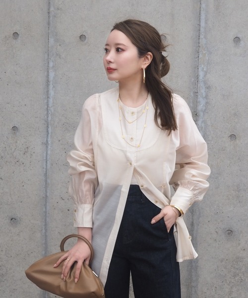 ブラウス シャツ 2way no collar yoke shirt /2way ノーカラー ヨーク