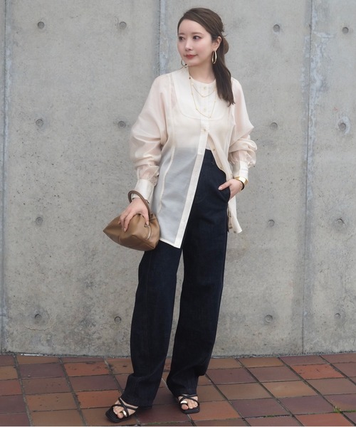 ブラウス シャツ 2way no collar yoke shirt /2way ノーカラー ヨーク