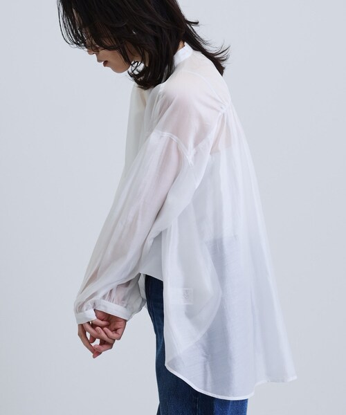 シアーローンミドル丈シャツシアーシャツシアートップス【洗える夏服】 INDIVI GALLEST ブラウス シャツ シアーローンミドル丈シャツ