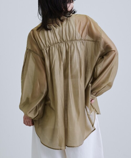 INDIVI GALLEST ブラウス シャツ シアーローンミドル丈シャツ