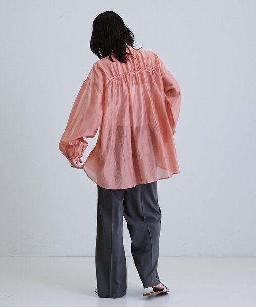 INDIVI GALLEST ブラウス シャツ シアーローンミドル丈シャツ
