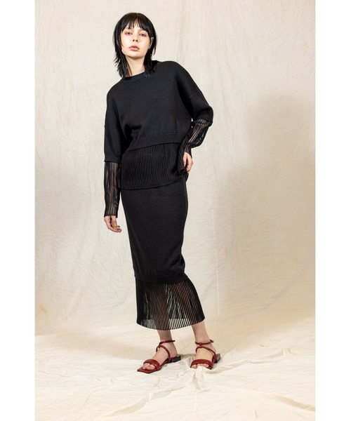 OSMOSIS（オズモーシス） スカート ストライプヘムニットスカート