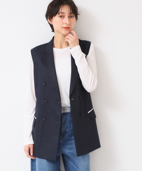 極美品　タエアシダ　リネンブレンド　おしゃれ　ベスト　ジレ　ジャケット 極美品 タエアシダ リネンブレンド おしゃれ ベスト ジレ ジャケット