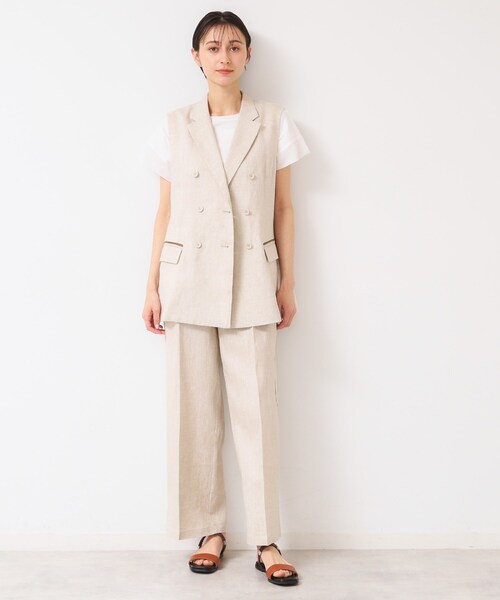 極美品　タエアシダ　リネンブレンド　おしゃれ　ベスト　ジレ　ジャケット 極美品 タエアシダ リネンブレンド おしゃれ ベスト ジレ ジャケット