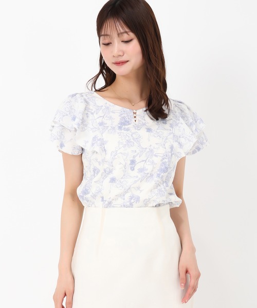 新品♡フリル袖カットソー♡アクアガール、ミッシュマッシュ、ストロベリーフィールズ ダブルフリル袖異素材カットソー レディース 春 夏 M L 半袖[品番