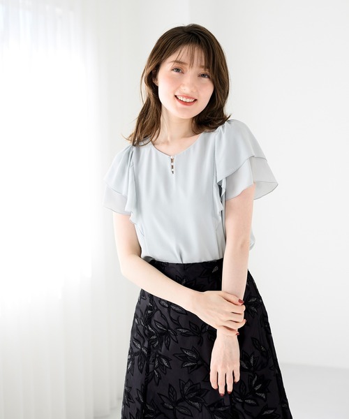 MISCH MASCH ブラウス シャツ 2025新作 パールダブルフリル袖