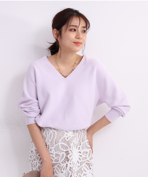 JUSGLITTY 「JUSGLITTY」 Vネックニット 2 ホワイト レディース