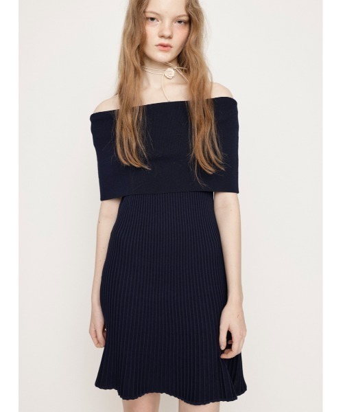 SLY ワンピース OFF SHOULDER RIB KNIT S/OP オフショルダー