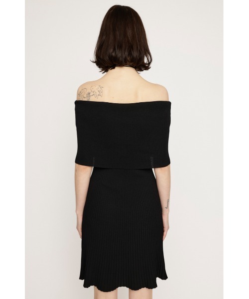 リブ編みオフショルダー七分袖ワンピース SLY ワンピース OFF SHOULDER RIB KNIT S/OP オフショルダー