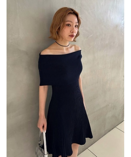SLY ワンピース OFF SHOULDER RIB KNIT S/OP オフショルダー