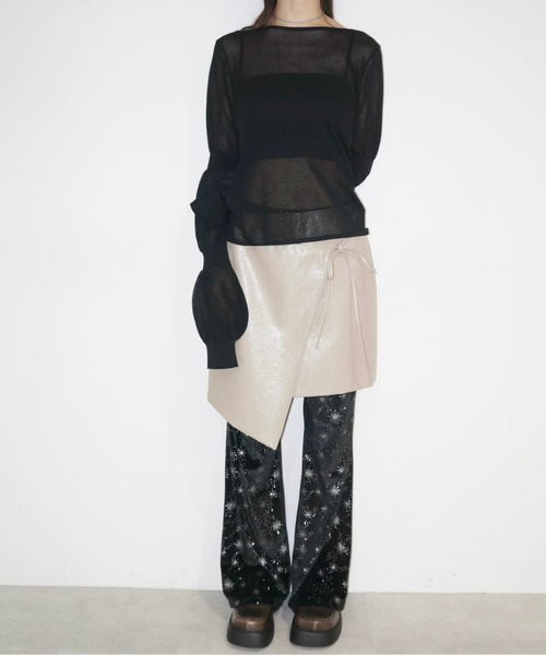 igi スカート SLICK WRAP SKIRT / エナメルレザーライク巻き