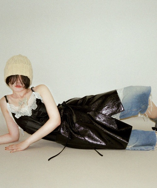 igi スカート SLICK WRAP SKIRT / エナメルレザーライク巻きスカート