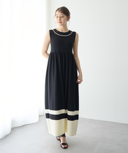 YECCA VECCA ワンピース 配色ニットワンピース : ZOZOTOWN Yahoo