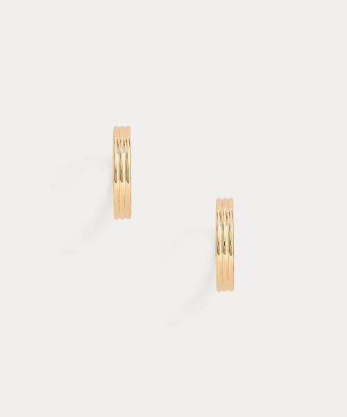 【華やか】LAUREN Ralph Lauren ハギーフープピアス ゴールドプレーテッド ストーン リブ フープ ピアス