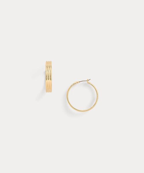 大人気♪♪【LAUREN RALPH LAUREN】フープ ピアス LAUREN RALPH ピアス ゴールドプレーテッド テクスチャード