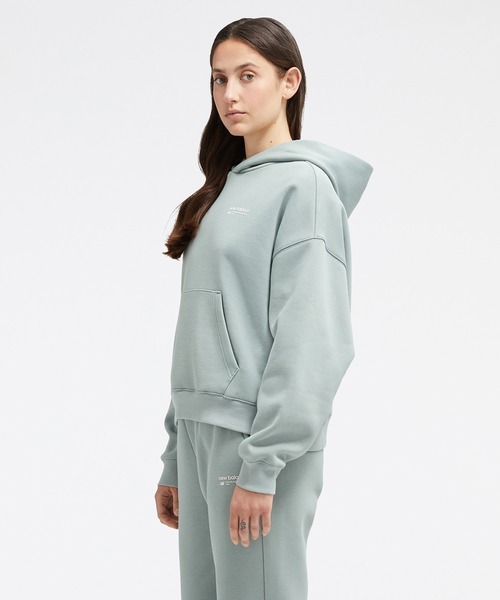 「New Balance」 プルオーバーパーカー SMALL モスグリーン レディース