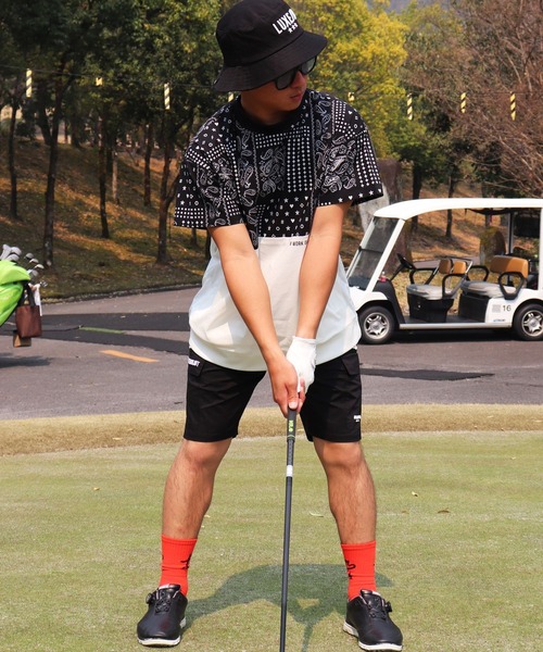 LUXE/R GOLF ストレッチ　クロスサイドライン ショートカーゴパンツ RM)【LUXE/R GOLF】ストレッチ クロス サイドライン ショート