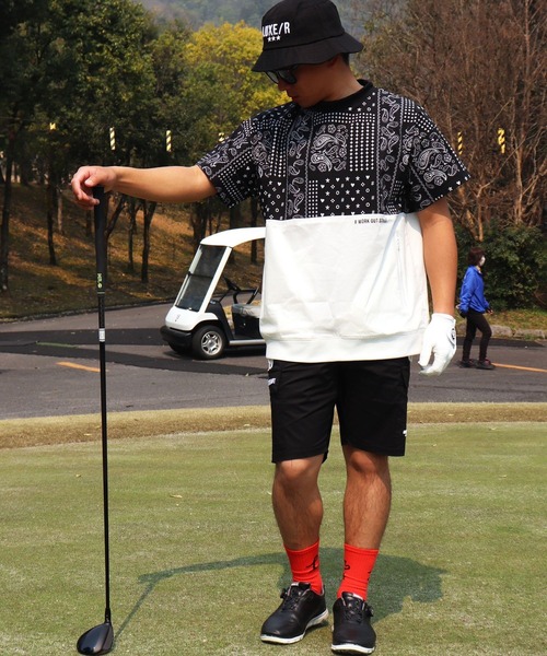 LUXE/R GOLF ストレッチ　クロスサイドライン ショートカーゴパンツ RM)【LUXE/R GOLF】ストレッチ クロス サイドライン ショート