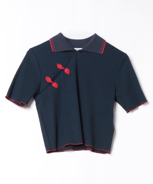 ポロ　トップス jouetie 「jouetie」 半袖ニット MEDIUM ネイビー レディース