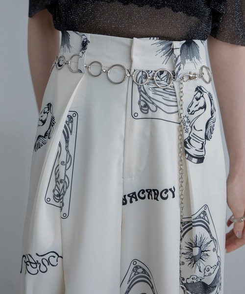 スラックス パンツ オリジナルタロット風アート柄タックイージーワイド