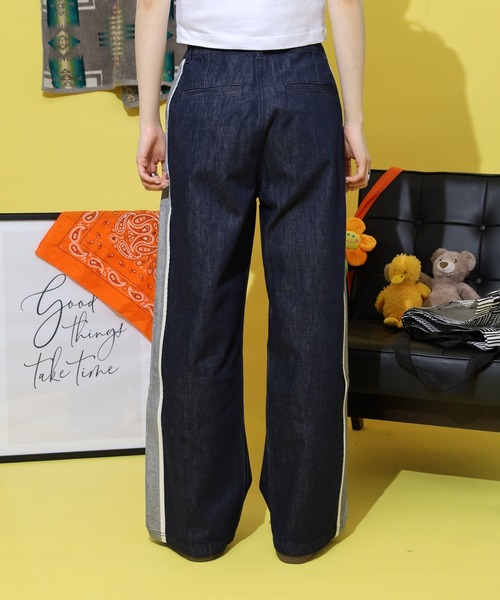 NERDY ジーンズ サイドラインワイドデニムパンツ メンズ レディース