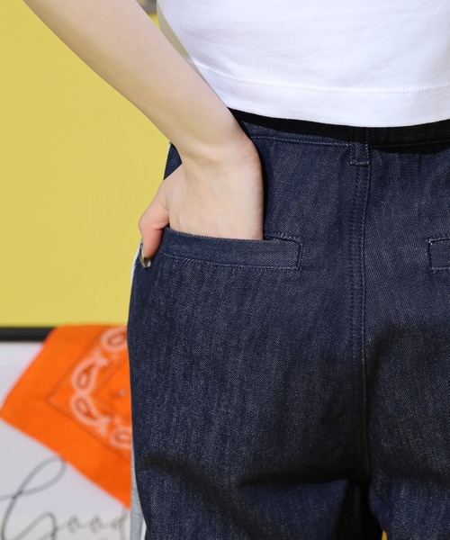 NERDY ワイドパンツ ジーンズ サイドラインワイドデニムパンツ メンズ