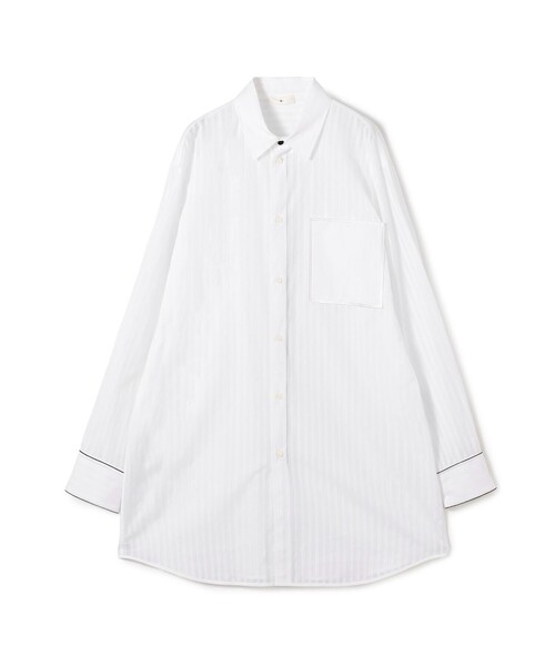 ブラウス シャツ TOMORROWLAND .B コットン シャドーストライプ ロングシャツ レディース