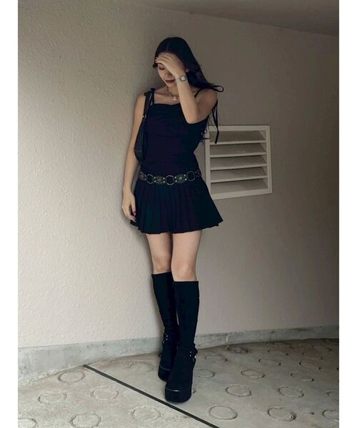 EVRIS（エヴリス） ワンピース ショルダーリボンプリーツミニ