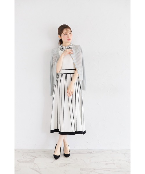 tocco closet カーディガン ゴールド釦ラメ透かし編みニット