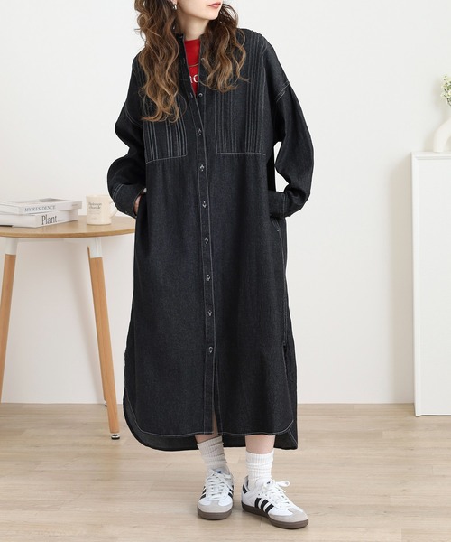 UNITED ARROWS　フィータ デニムワンピース ピンタック マキシ丈 フィータのピンタック ブラックの商品一覧｜ユナイテッドアローズ公式